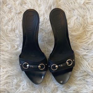 DIOR Black Leather Mules Size 7